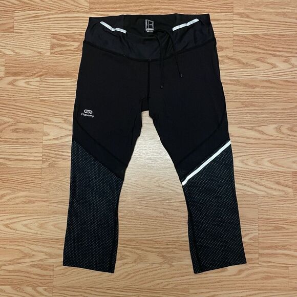 Pants - Woman's Decathlon Kalenji Leggings Capri Black Large Drawstring and Pocket